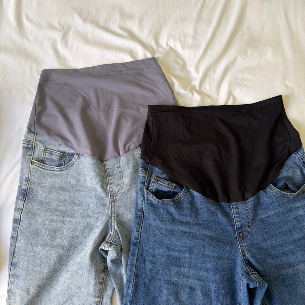 Denim Maternity Jeans - Light and Dark Blue